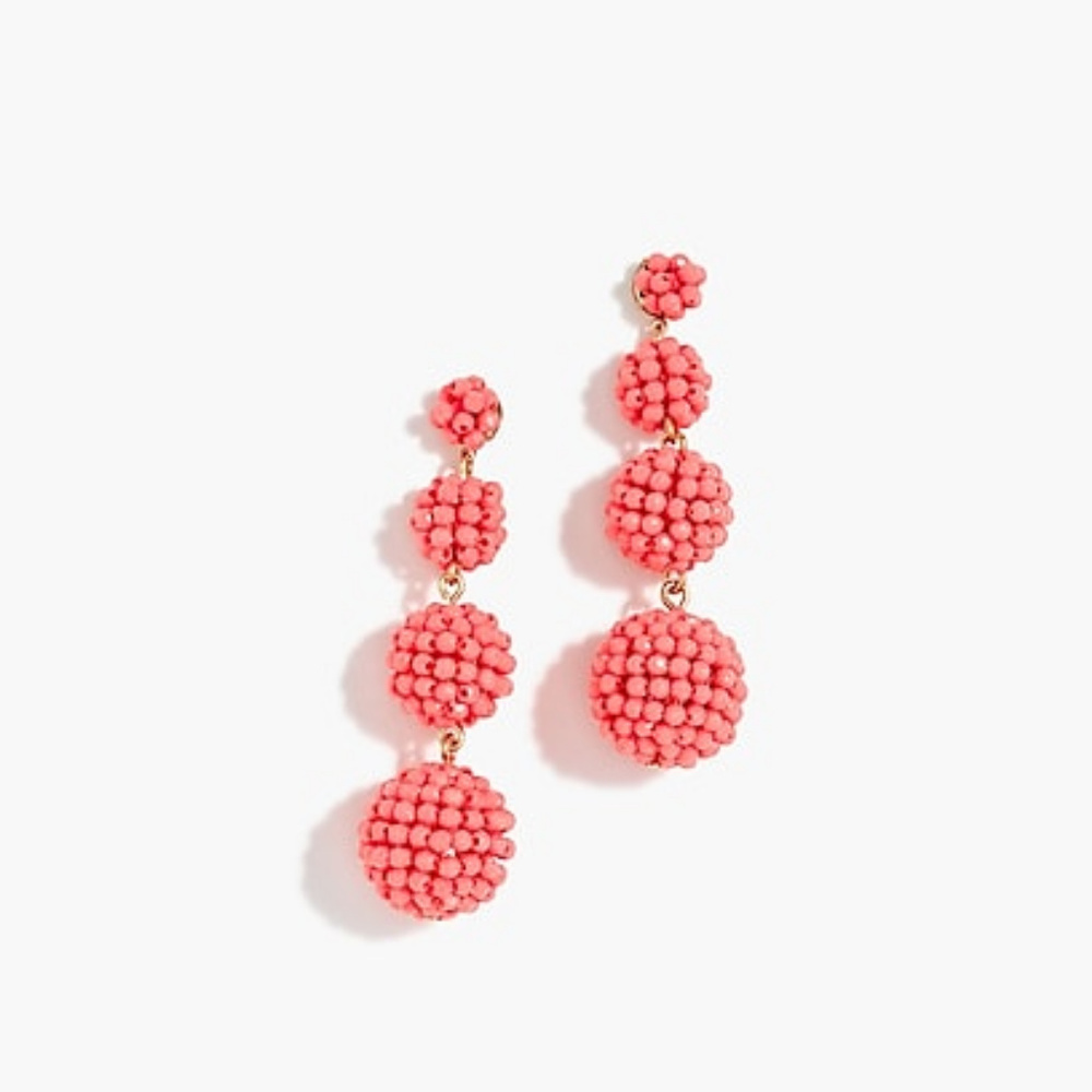 JCREW Beaded Ball Earrings in Wild Berry